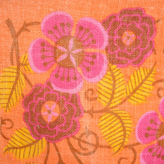 Vintage 1960s Linen Placemats x6 - Pink & Orange by Pineapple Retro