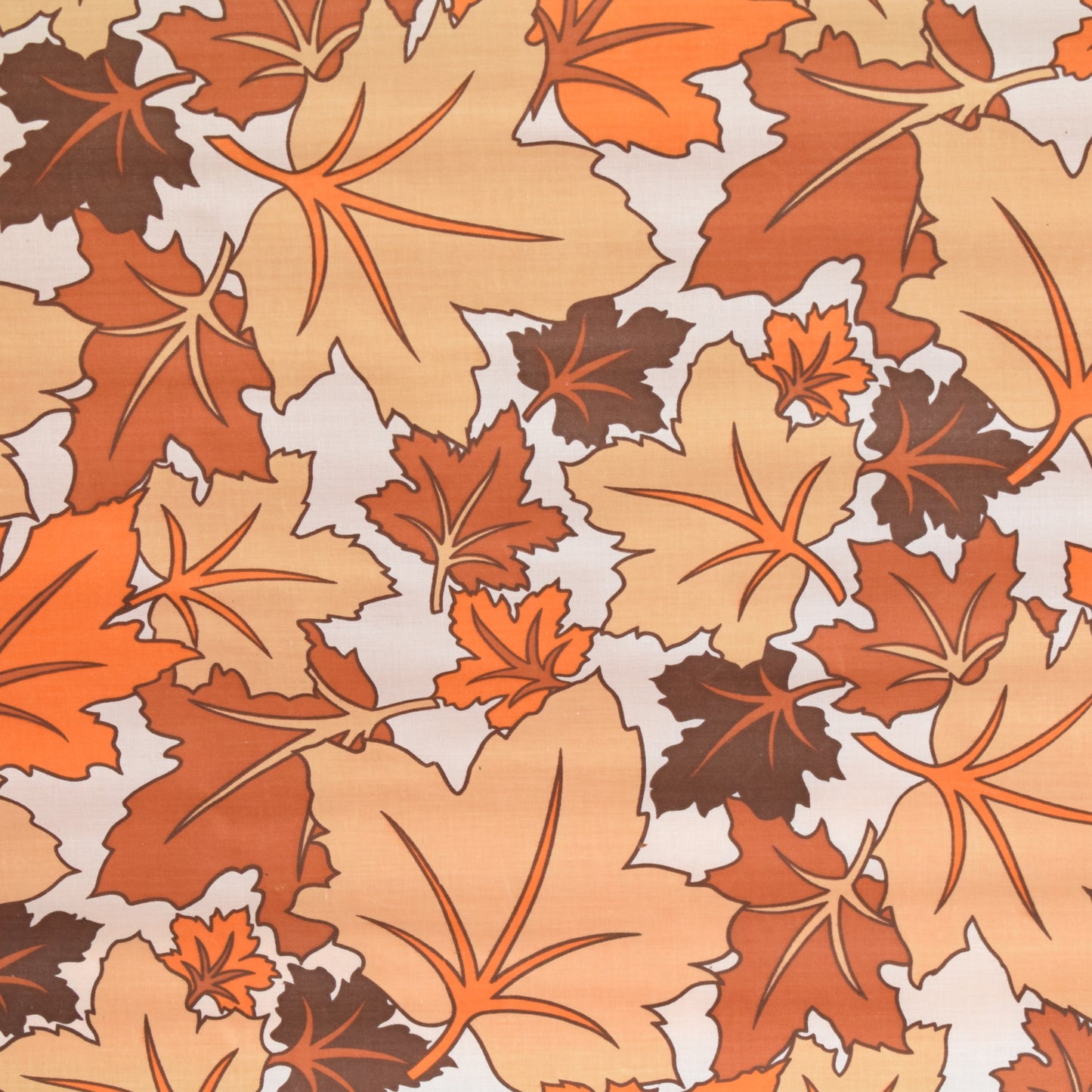 Vintage 1960s Large Roller Blind- Autumn Leaves - Orange