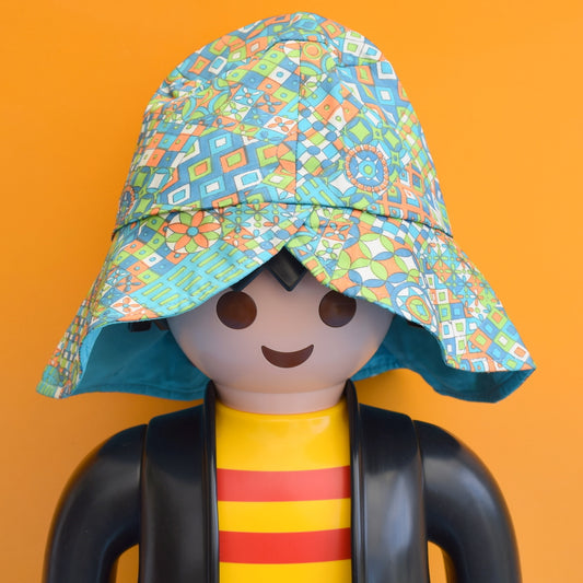 Vintage 1960s Reversible Flower Power/ Geo Sun / Rain Hat