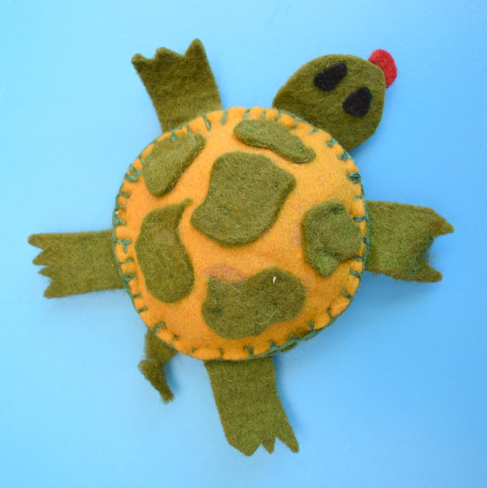 Vintage 1960s Small Felt Pin Cushion - Tortoise - Green by Vintage