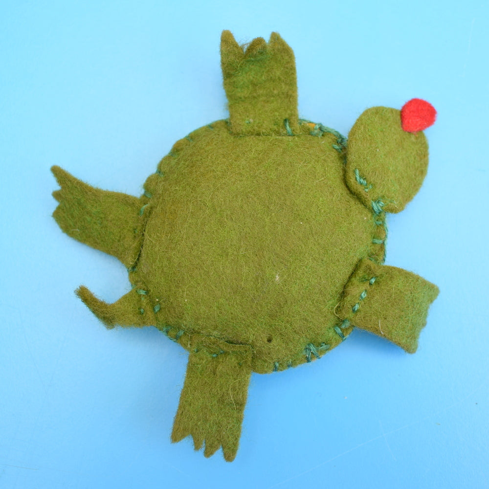 Vintage 1960s Small Felt Pin Cushion - Tortoise - Green by Vintage