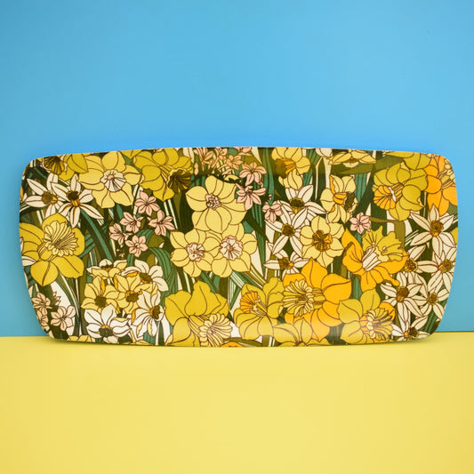 Vintage 1960s Long Flower Power Thetford Tray - Daffodils - Yellow
