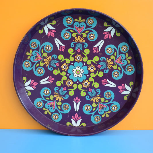 Vintage 1960s Tray - Worcester Ware - Flower Purple by Vintage