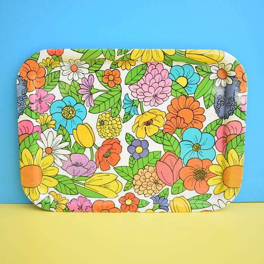 Vintage 1960s American Tin Tray - Flower Power - Gorgeous