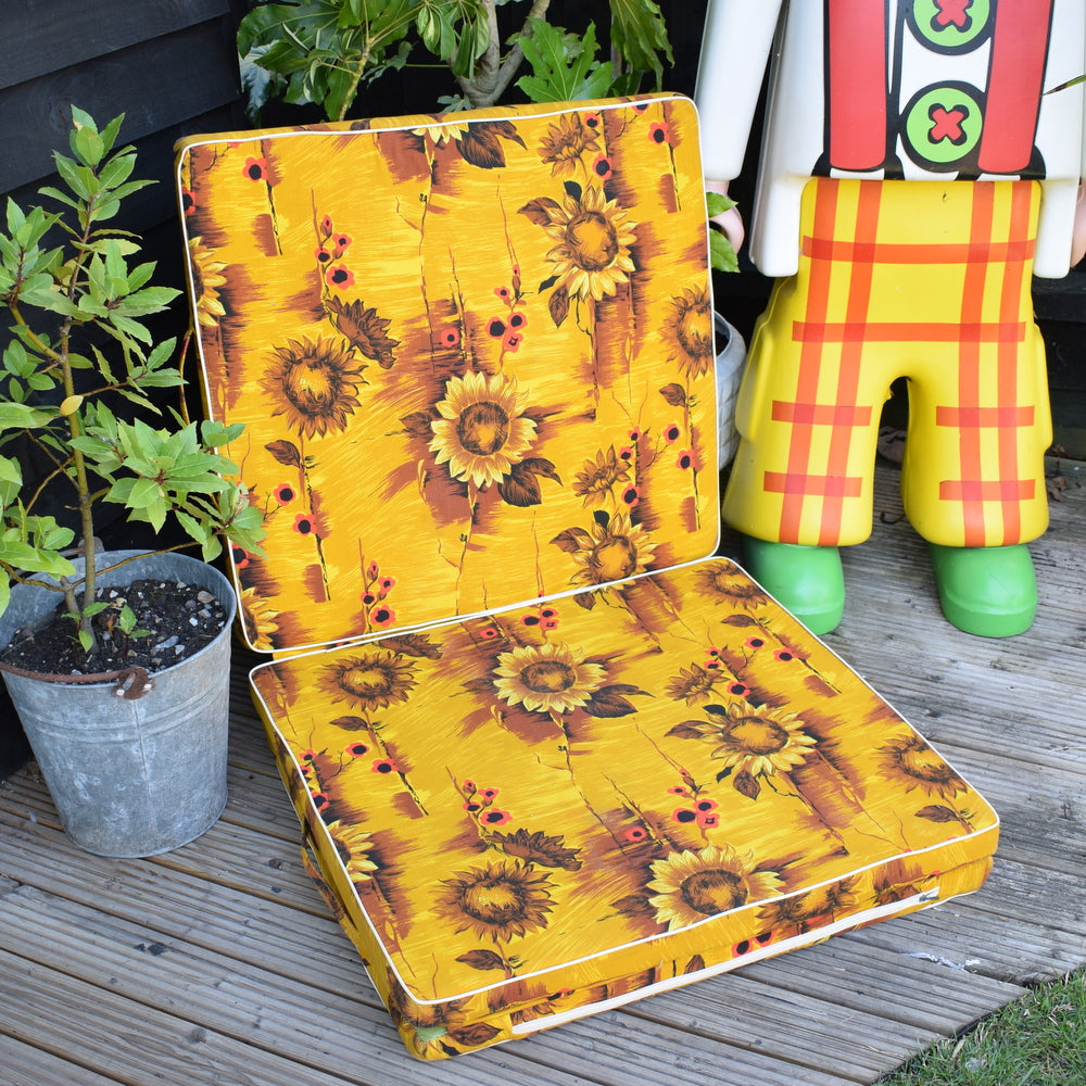 Vintage 1960s Folding Garden Cushion / Mattress - Mustard