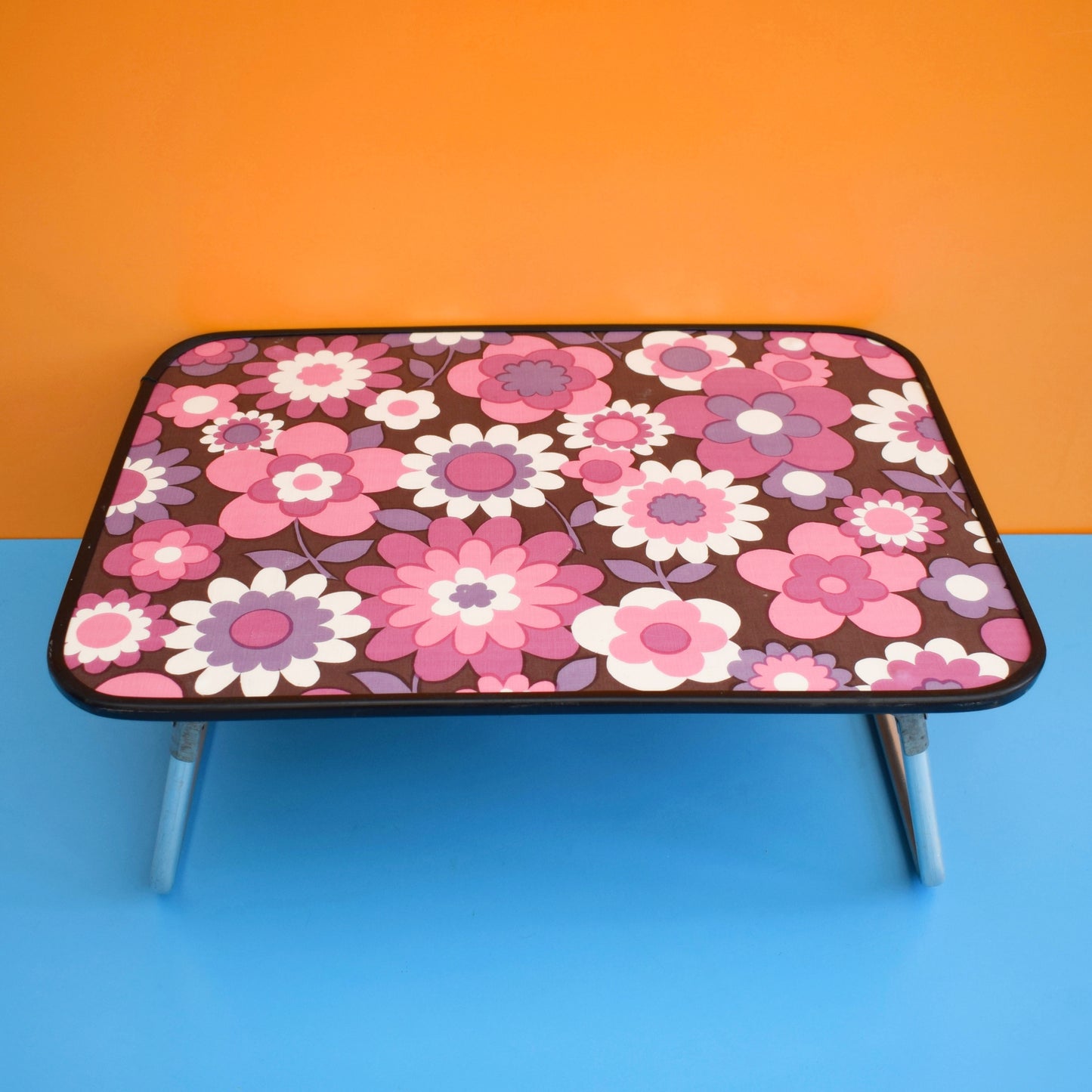 Vintage 1960s Folding Low Table - Flower Power - Purple