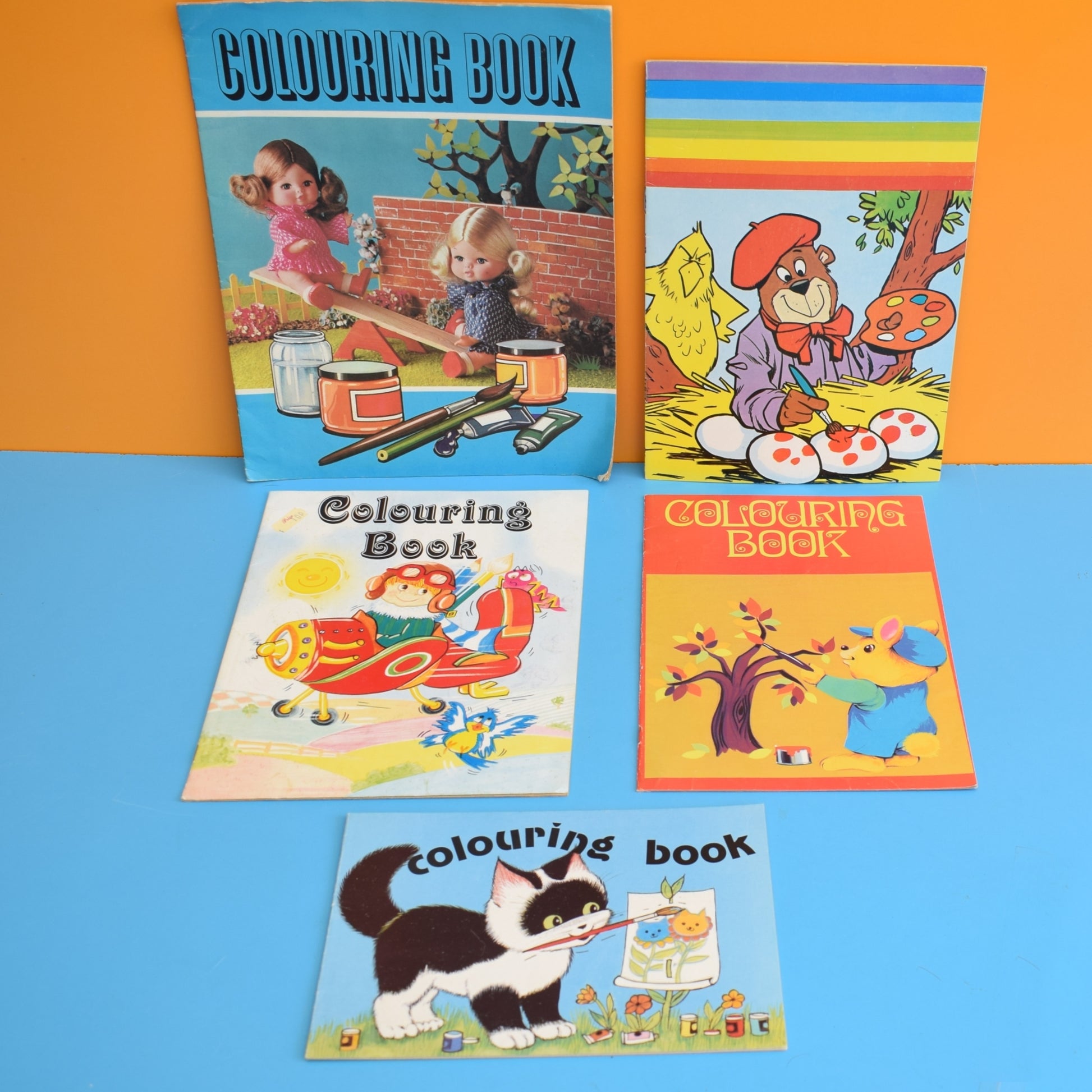 Vintage 1970s Colouring Book Group by Pineapple Retro