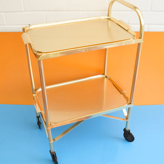Vintage 1960s Aluminium Drinks / Plant / Display Trolley - Gold by Pineapple Retro
