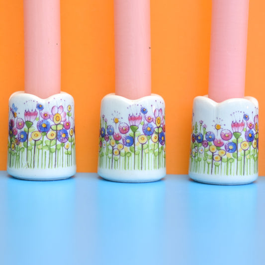 Vintage 1960s Ceramic Mini Candle Holders & Candles