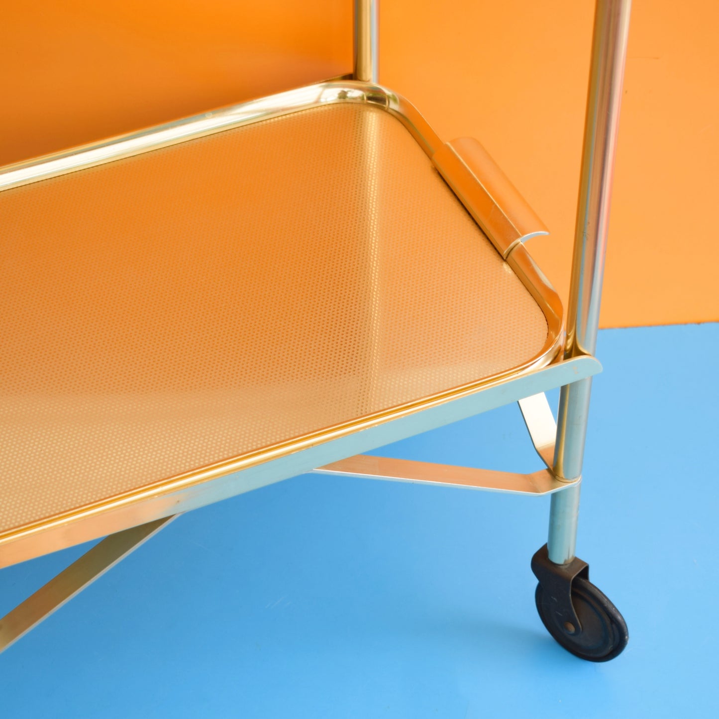 Vintage 1960s Aluminium Drinks / Plant / Display Trolley - Gold by Pineapple Retro