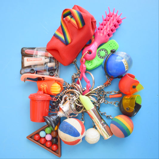 Vintage 1980s Mixed Keyrings Collection by Pineapple Retro