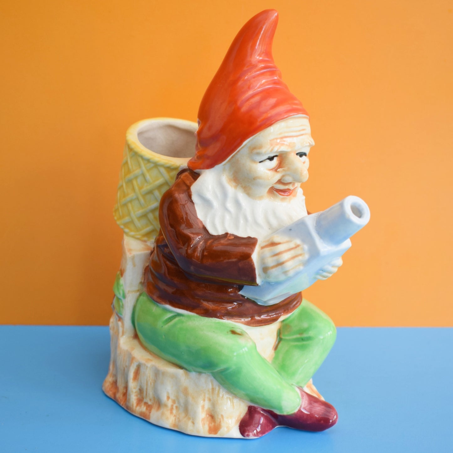 Vintage 1950s Ceramic Gnome Vase / Jug