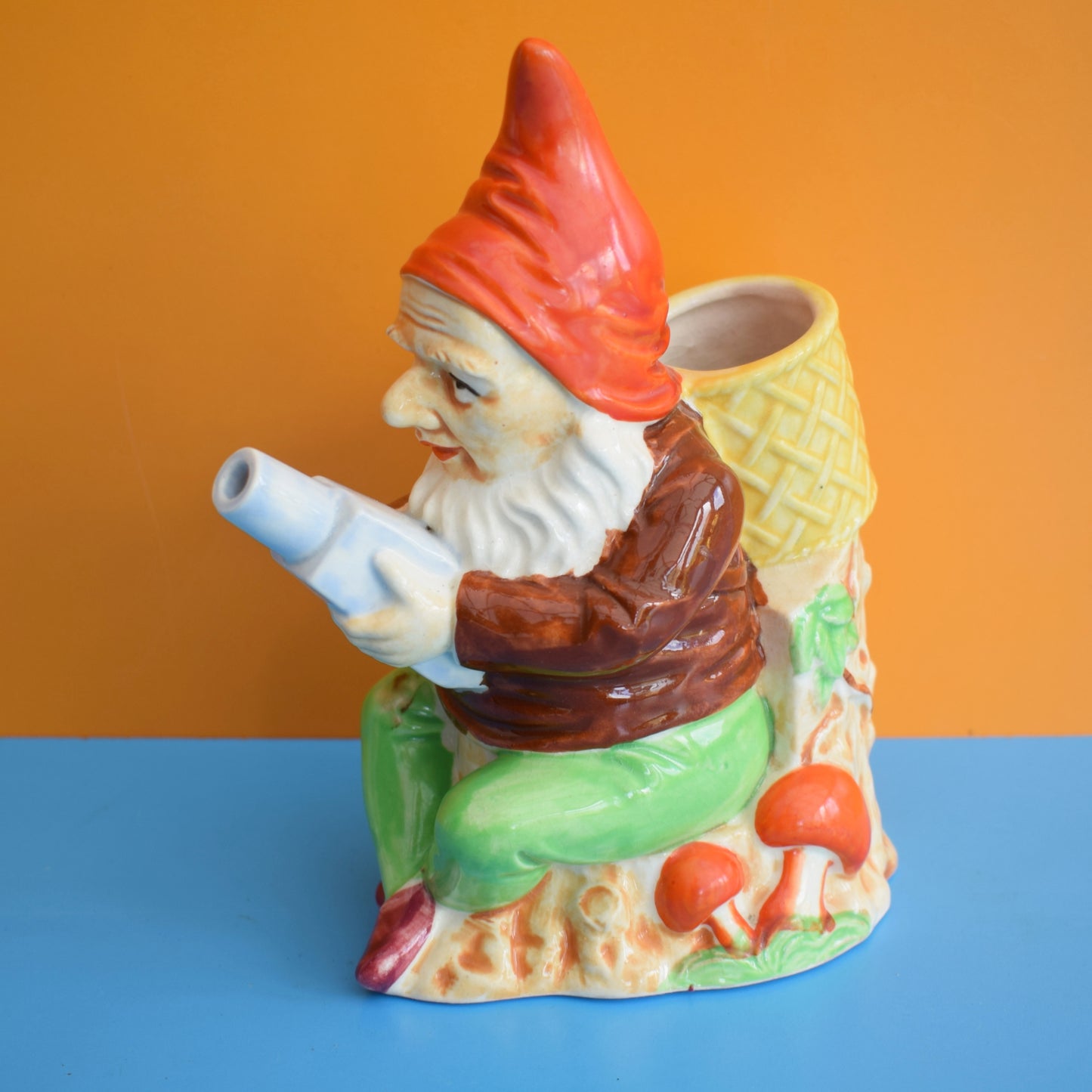 Vintage 1950s Ceramic Gnome Vase / Jug