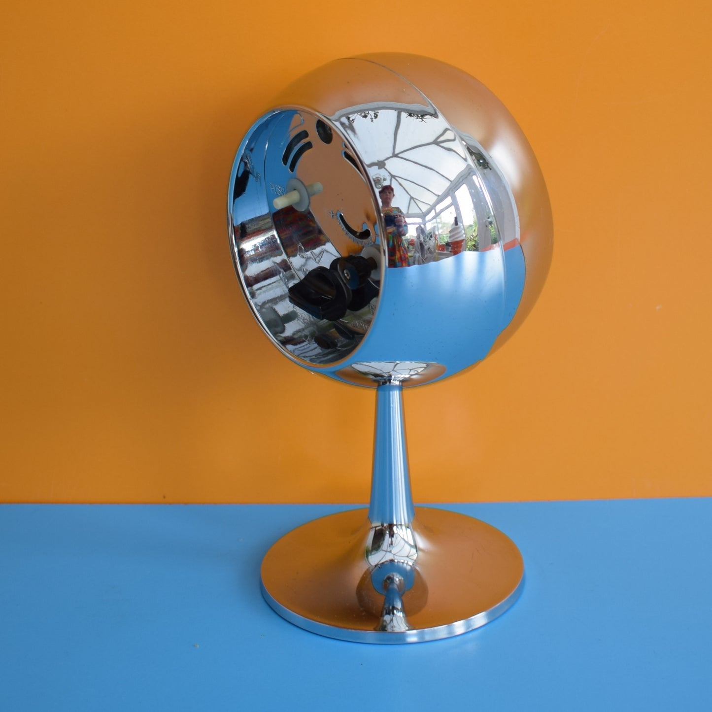 Vintage 1960s Ball Pedestal Alarm Clock - Red & Chrome