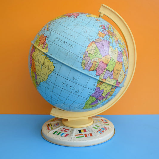 Vintage 1970s Tin Plate Chad Valley Globe - Political