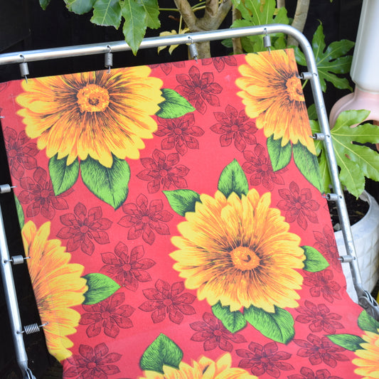 Vintage 1970s Garden Sun Lounger - Red Flower Power