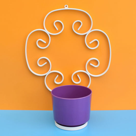 Vintage 1960s Wall Planter & Combex Pot - White & Purple