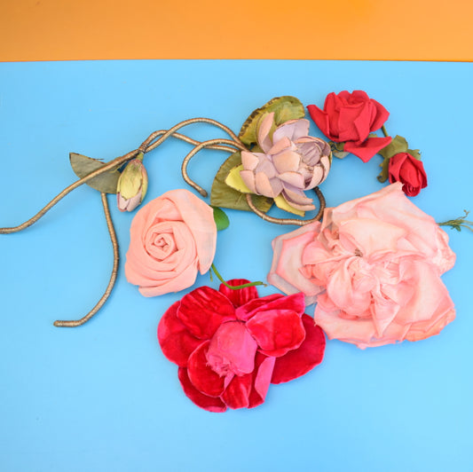 Vintage 1950s Haberdashery Flowers - Fabric / Velvet