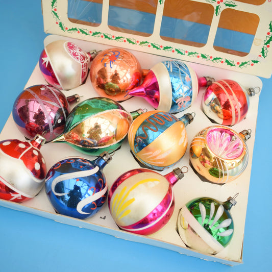 Vintage 1960s Glass Christmas Baubles - 12 Medium by Pineapple Retro