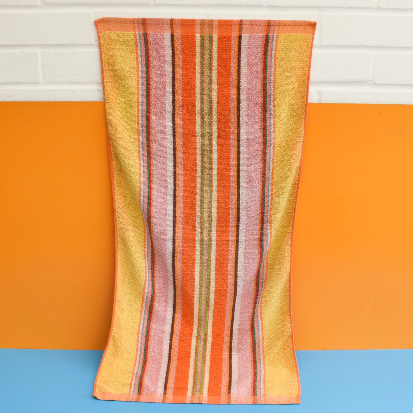 Vintage 1960s Cotton Towel - Striped Pretty