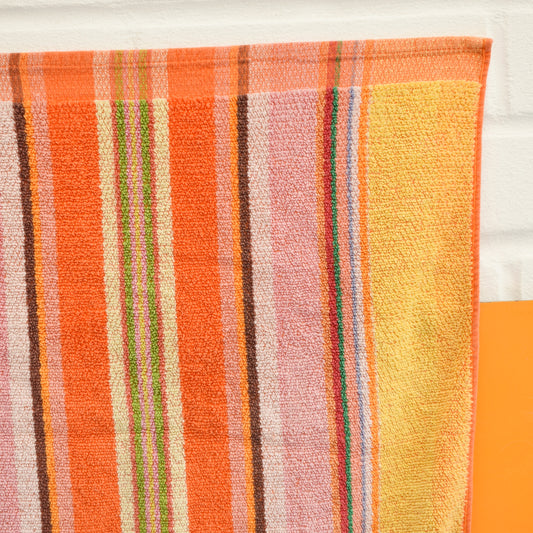 Vintage 1960s Cotton Towel - Striped Pretty