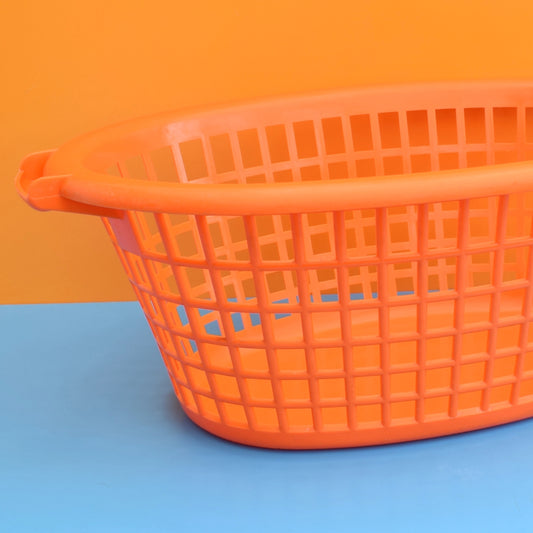 Vintage 1970s Plastic Washing Basket - Orange