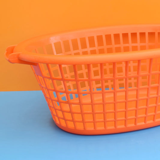 Vintage 1970s Plastic Washing Basket - Orange by Pineapple Retro