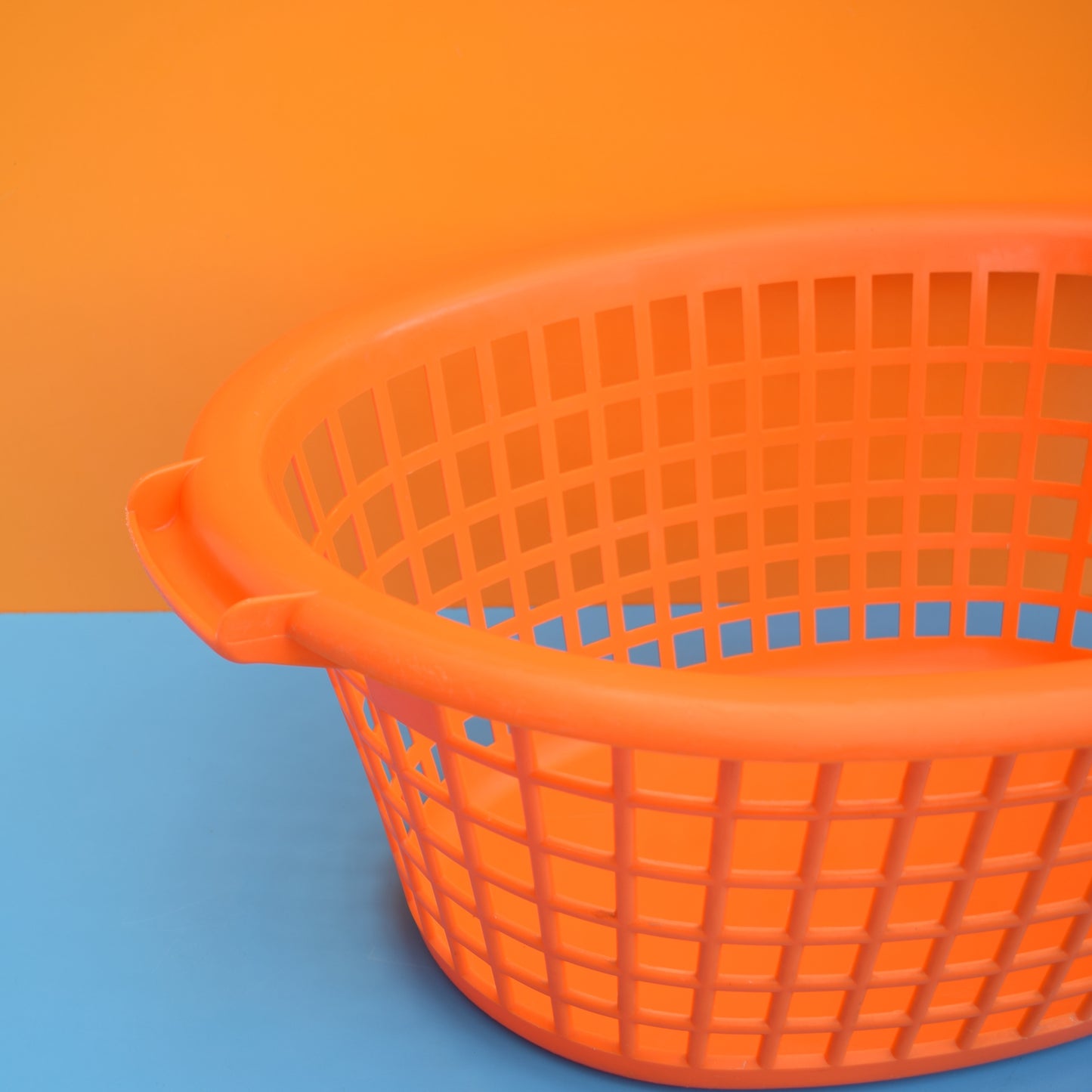 Vintage 1970s Plastic Washing Basket - Orange