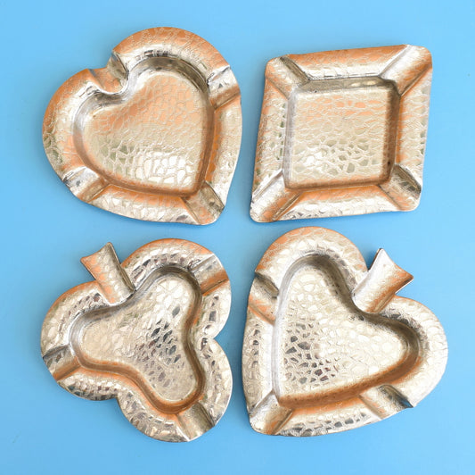 Vintage 1950s Metal Ashtray / Dishes - Boxed - Playing Card Suits