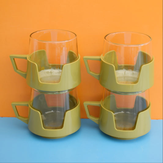 Vintage 1960s Drink-Up Glasses- Green/ Orange by Vintage