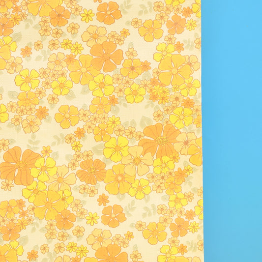 Vintage 1960s Vinyl Wallpaper - Orange Flower Power