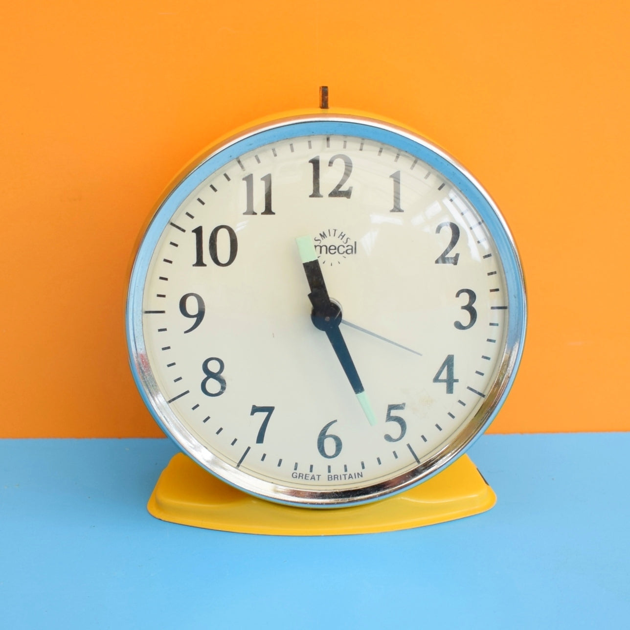 Vintage 1960s Smiths Timecal Alarm Clock - Yellow .