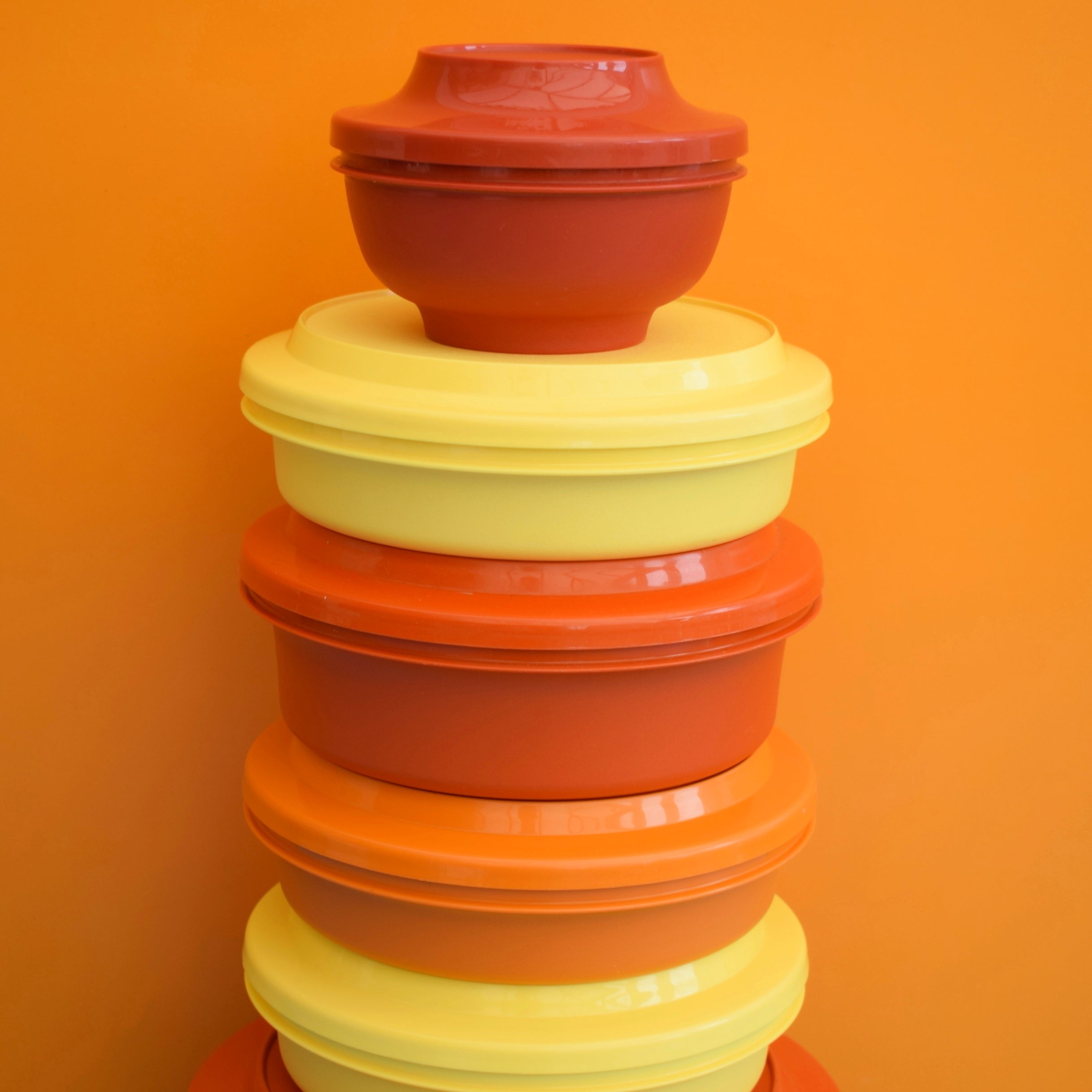 Tupperware Orange Color Vintage 1970s Tupperware Selection - Orange & Yellow – Pineapple Retro