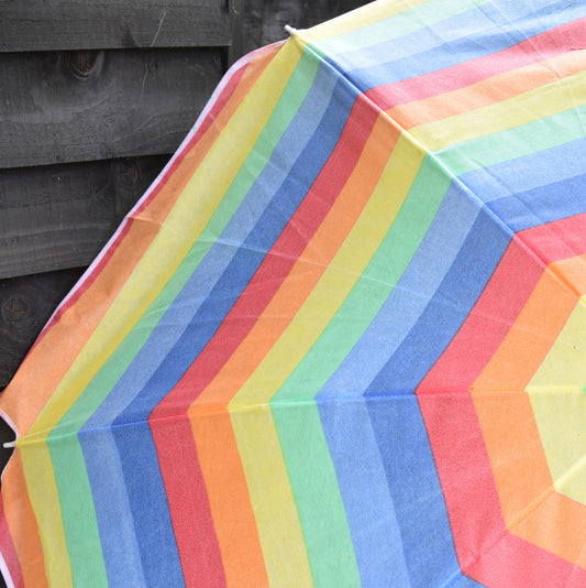 Vintage 1980s Garden Parasol - Rainbow