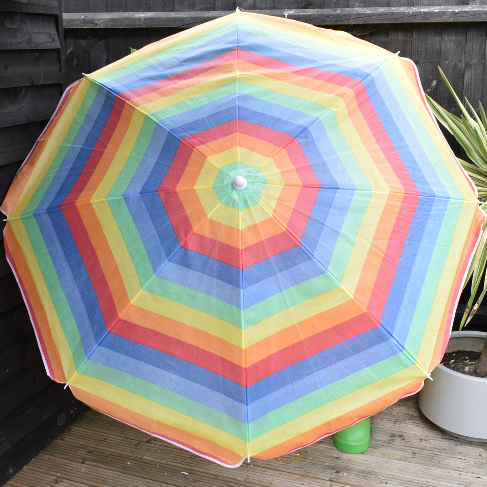 Vintage 1980s Garden Parasol - Rainbow