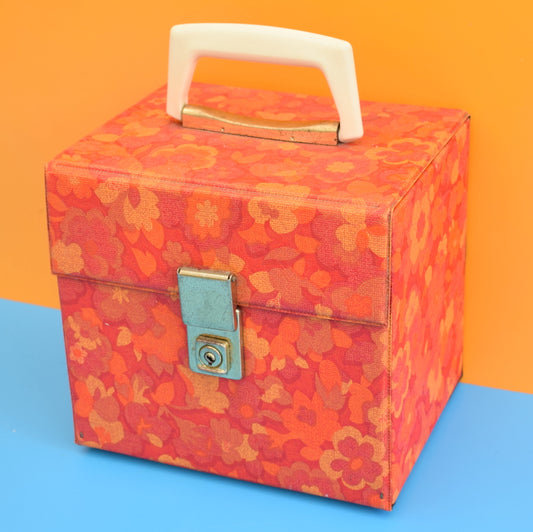 Vintage 1960s Smaller Record / Vinyl Case - Orange Flower Power