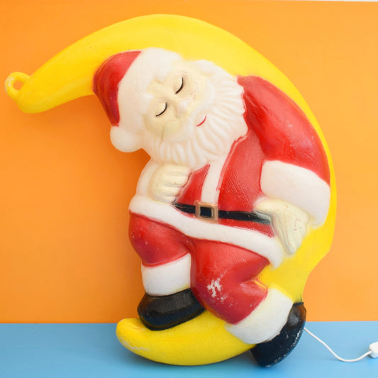 Vintage 1980s Mould Blown Santa & Moon Light - Indoor by Vintage