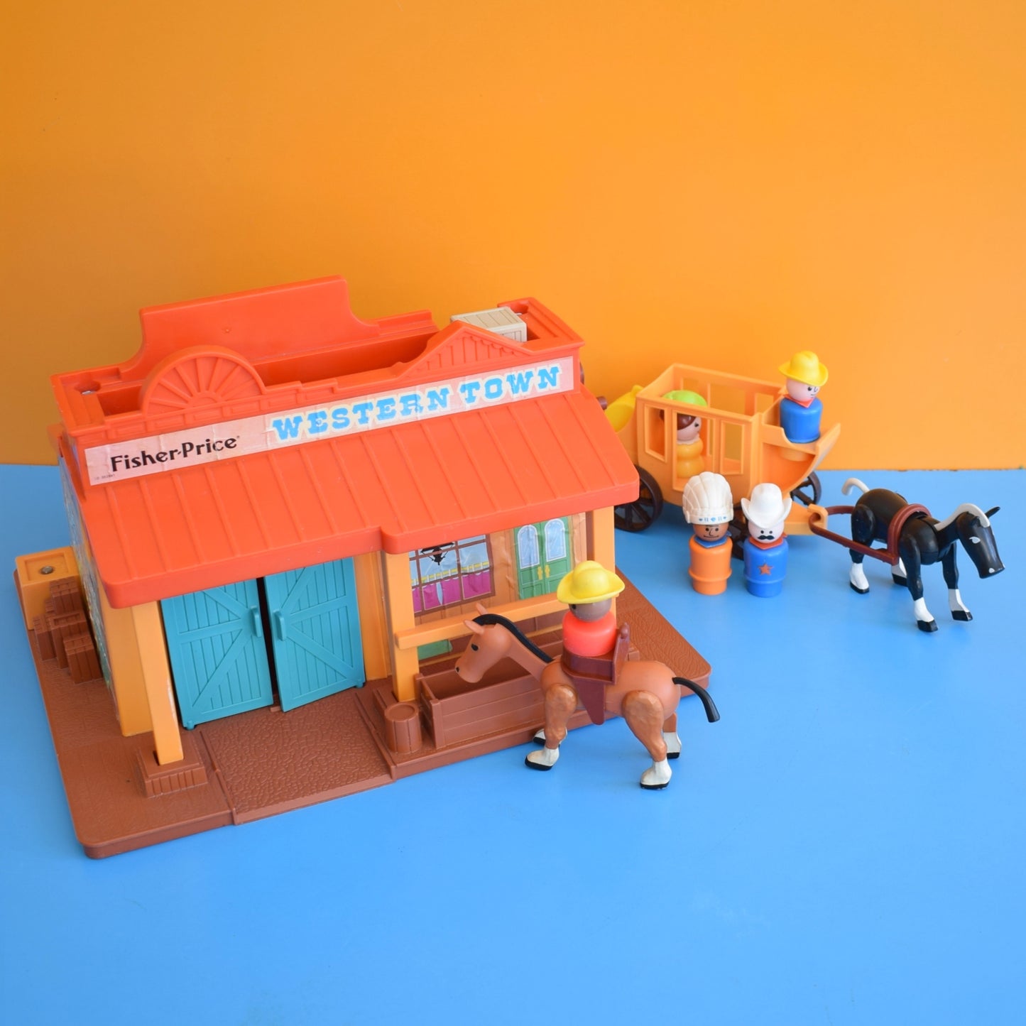 Vintage 1980s Fisher Price Western Town Set