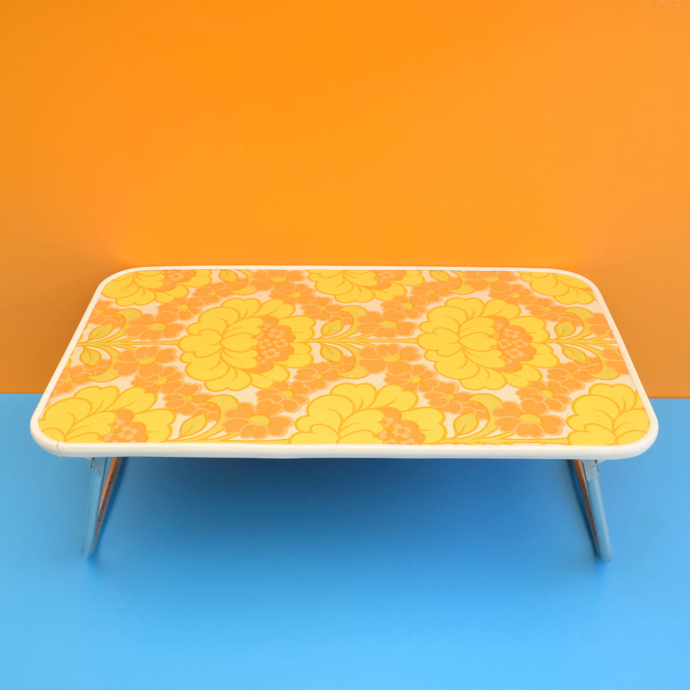 Vintage 1960s Folding Low Table - Flower Power - Orange .