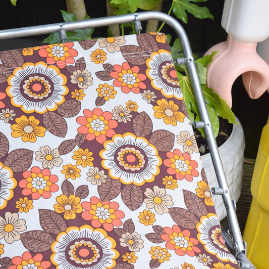 Vintage 1970s Garden Sun Lounger - Orange Flower Power