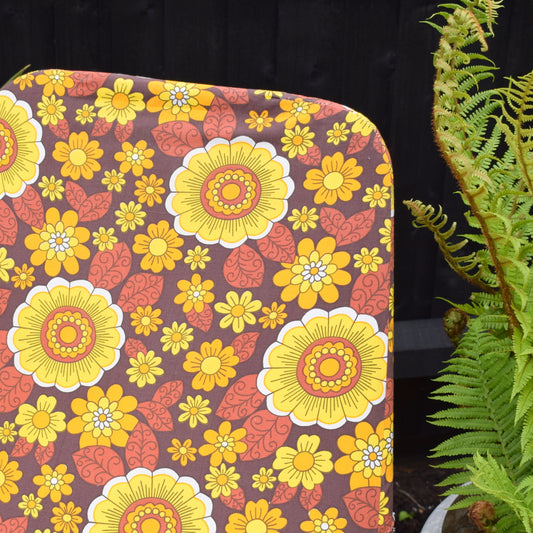 Vintage 1960s Garden Sun Lounger - Yellow & Orange Flower Power Print
