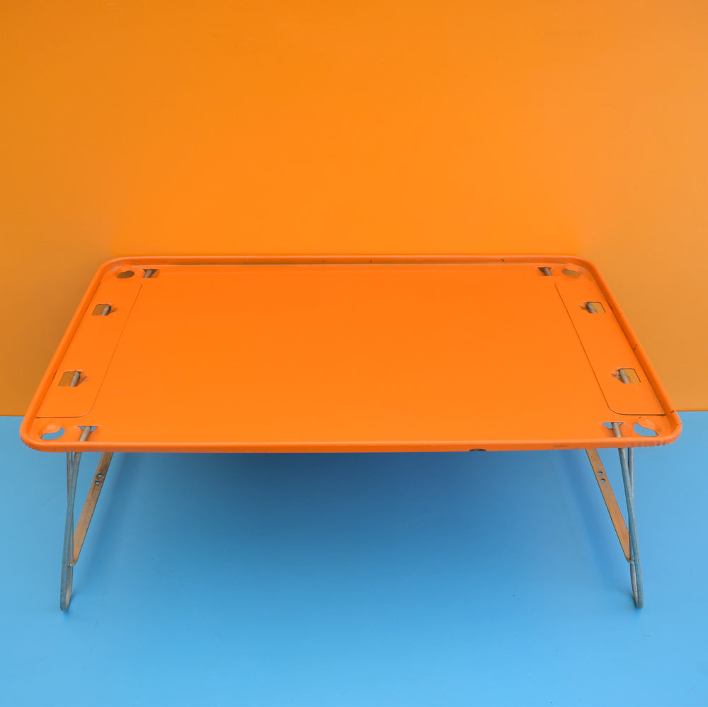 Vintage 1970s Folding Low Table - Metal - Orange