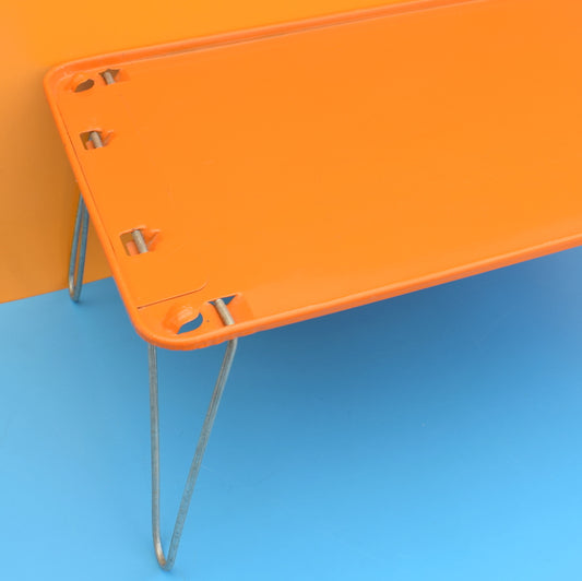 Vintage 1970s Folding Low Table - Metal - Orange