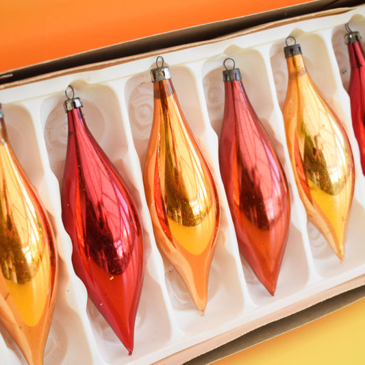 Vintage 1960s Teardrop Glass Christmas Baubles -Boxed by Pineapple Retro