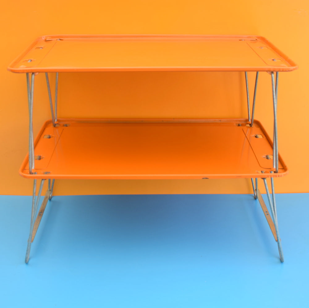 Vintage 1970s Folding Low Table - Metal - Orange