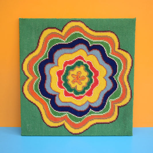 Vintage 1970s Tapestry Picture - Flower Power