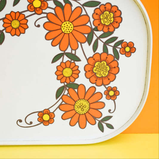 Vintage 1960s Tray - Flower Power - Orange by Vintage