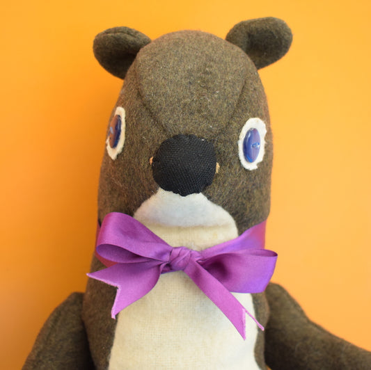 Vintage 1960s Handmade Cuddly Wool Stoat Toy - Stuart