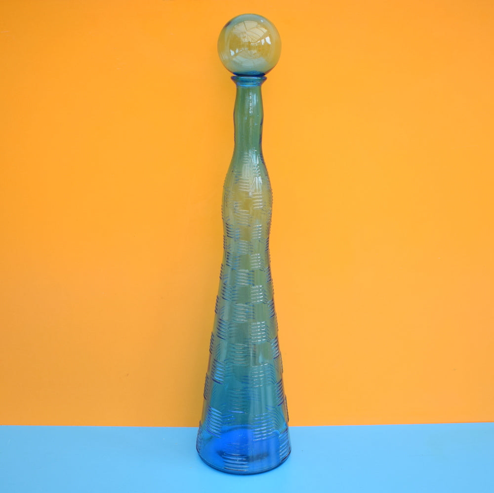 Vintage 1960s Italian Glass Genie Bottle - Turquoise