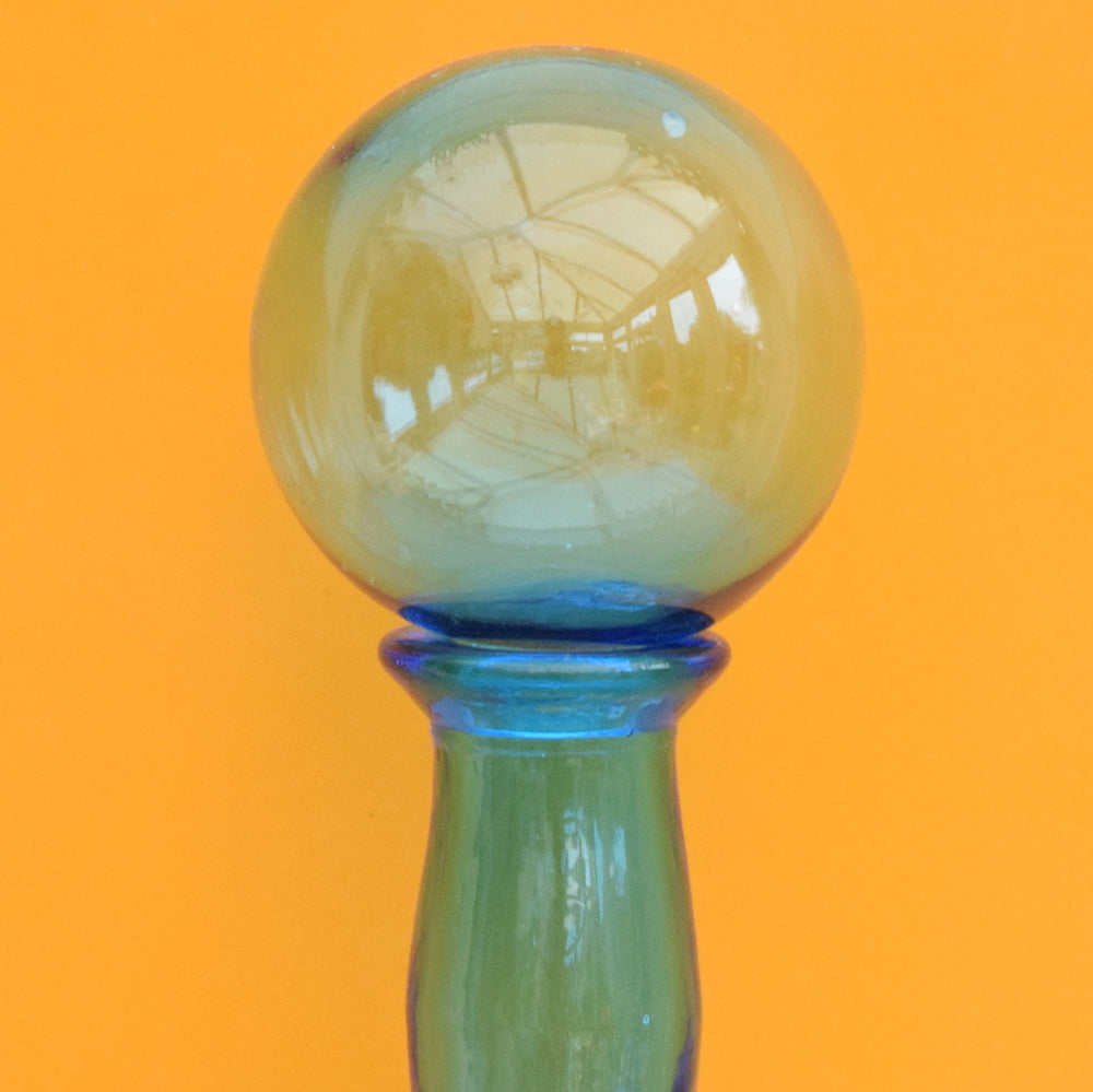 Vintage 1960s Italian Glass Genie Bottle - Turquoise